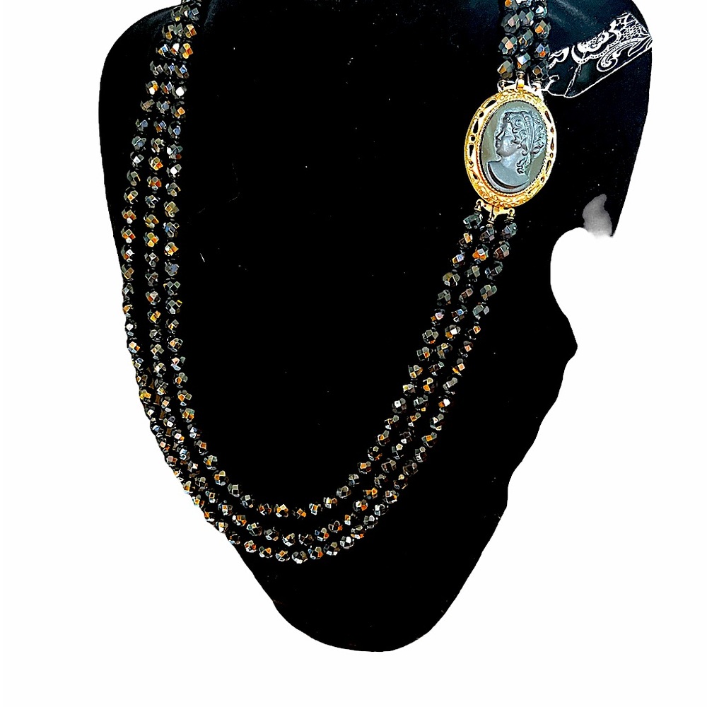 Antique Jet necklace with cameo